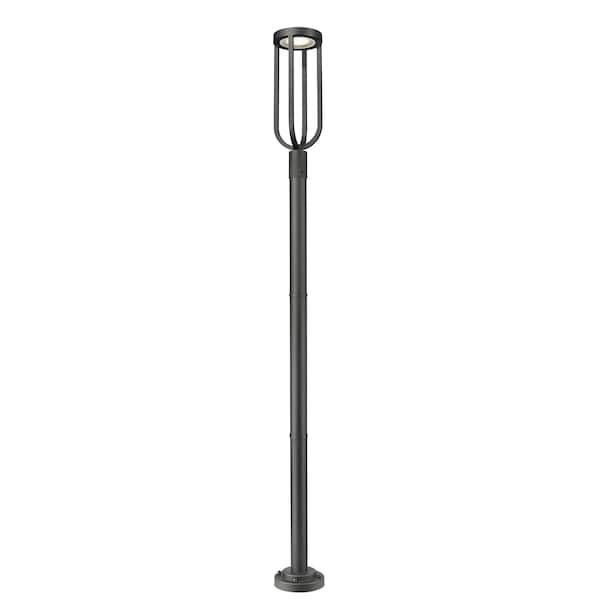 Z-Lite Leland Outdoor Post Mounted Fixture, 1-Light, 9 In.W x 97.25 In.H, Sand Black/Sand Blast 5005PHB-567P-BK-LED - main